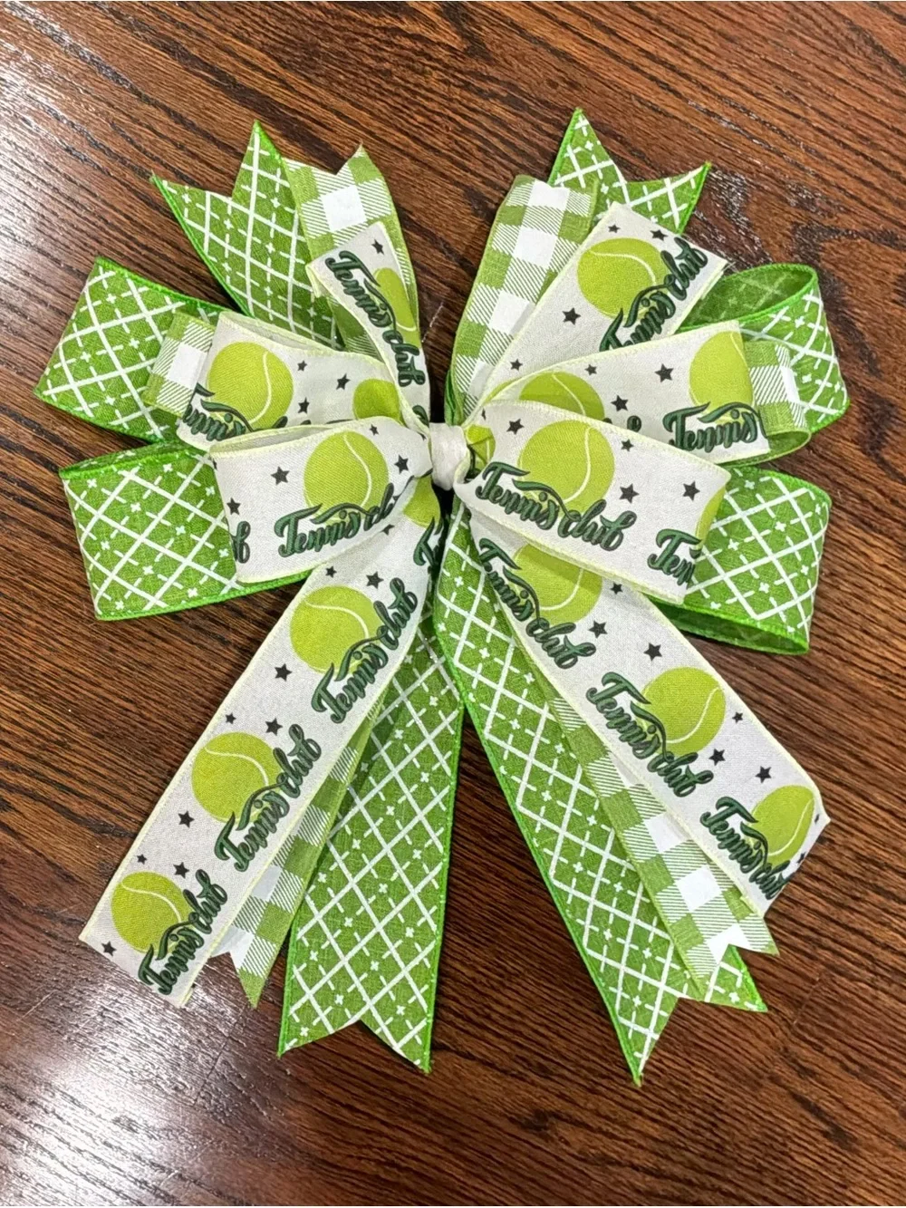 Green Tennis-Themed Decorative Bow - Home Holiday Wreath Accent